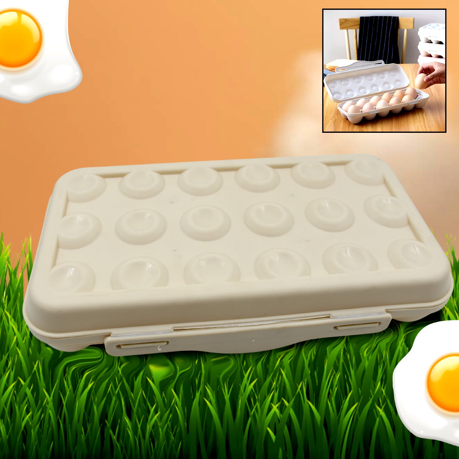 5727 18 Grid Egg Holder Storage Shock-proof Egg Container With Buckle Egg Carrier Egg Tray Egg Shelter Effective Full Seal Egg House Use For Fridge Camping Kitchen 5727 18 Grid Egg Holder Storage Shock-proof Egg Container With Buckle Egg Carrier Egg Tray Egg Shelter Effective Full Seal Egg House Use For Fridge Camping Kitchen
